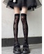 Black Gothic Sheer Poker Pattern Thigh High Socks