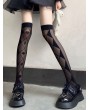 Black Gothic Sheer Poker Pattern Thigh High Socks