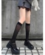 Black Gothic Velvet Diamond Pattern Knee Socks