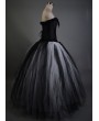 Rose Blooming Romantic Black and White Gothic Corset Long Prom Dress