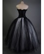 Rose Blooming Romantic Black and White Gothic Corset Long Prom Dress