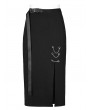 Punk Rave Black Gothic Punk Grunge Chain Embellished Long Slit Skirt