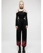 Punk Rave Black and Red Gothic Punk Grunge Long Overalls Pants for Women