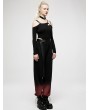 Punk Rave Black and Red Gothic Punk Grunge Long Overalls Pants for Women