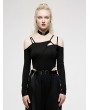 Punk Rave Black Gothic Hot Girl Asymmetric Hollow Out Long Sleeve Jumpsuit for Women