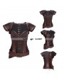 Brown Brocade Steampunk Overbust Corset with Jacket