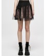 Punk Rave Black and Pink Plaid Gothic Grunge Mesh High Waist Short Skirt