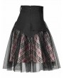 Punk Rave Black and Pink Plaid Gothic Grunge Mesh High Waist Short Skirt