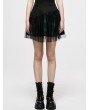 Punk Rave Black and Green Plaid Gothic Grunge Mesh High Waist Short Skirt