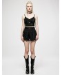 Punk Rave Black Gothic Punk A-Line Casual Fake Two-Piece Shorts for Women