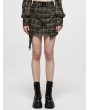 Punk Rave Black and Brown Plaid Gothic Punk Grunge Asymmetric Short Skirt