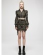 Punk Rave Black and Brown Plaid Gothic Punk Grunge Asymmetric Short Skirt