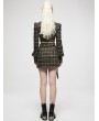 Punk Rave Black and Brown Plaid Gothic Punk Grunge Asymmetric Short Skirt