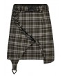 Punk Rave Black and Brown Plaid Gothic Punk Grunge Asymmetric Short Skirt