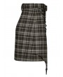 Punk Rave Black and Brown Plaid Gothic Punk Grunge Asymmetric Short Skirt