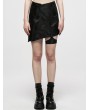 Punk Rave Black Gothic Dragon Pattern Jacquard Irregular Detachable Leg Loop Short Skirt