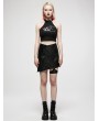 Punk Rave Black Gothic Dragon Pattern Jacquard Irregular Detachable Leg Loop Short Skirt