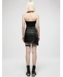 Punk Rave Black Gothic Dragon Pattern Jacquard Irregular Detachable Leg Loop Short Skirt
