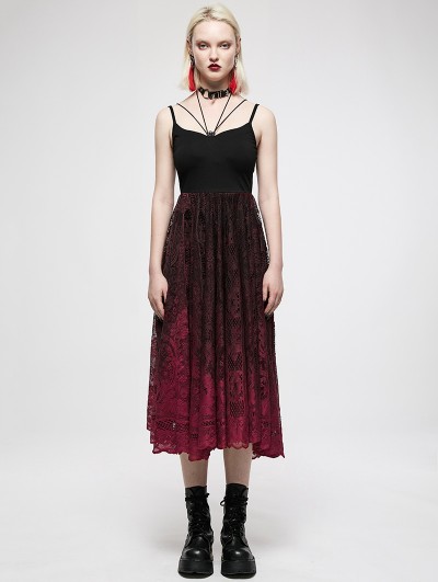 Punk Rave Black and Red Gothic Daily Wear Lace Slip Dress