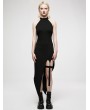 Punk Rave Black Sexy Gothic Punk Asymmetric Long Dress with Detachable Leg Loops