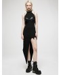 Punk Rave Black Sexy Gothic Punk Asymmetric Long Dress with Detachable Leg Loops