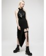 Punk Rave Black Sexy Gothic Punk Asymmetric Long Dress with Detachable Leg Loops