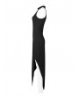 Punk Rave Black Sexy Gothic Punk Asymmetric Long Dress with Detachable Leg Loops