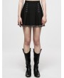 Punk Rave Black Gothic Punk Metal Buckle Pleated Short Skirt