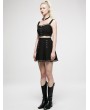 Punk Rave Black Gothic Punk Metal Buckle Pleated Short Skirt