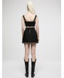 Punk Rave Black Gothic Punk Metal Buckle Pleated Short Skirt