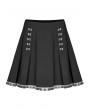 Punk Rave Black Gothic Punk Metal Buckle Pleated Short Skirt