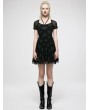 Punk Rave Black and Green Plaid Gothic Gauze Spliced Short Dress