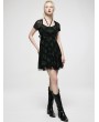 Punk Rave Black and Green Plaid Gothic Gauze Spliced Short Dress