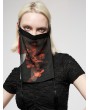 Punk Rave Black and Red Gothic Chinese Style Handwritten Ink Printing Chiffon Veil Mask