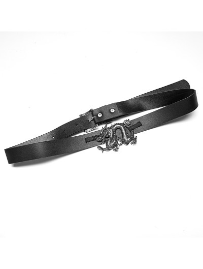 Punk Rave Black Gothic Punk Chinese Style Dragon-Shaped PU Leather Belt