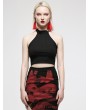 Punk Rave Black Gothic Chinese Style Minimalist Halterneck Vest Top for Women