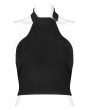 Punk Rave Black Gothic Chinese Style Minimalist Halterneck Vest Top for Women