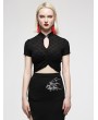Punk Rave Black Gothic Chinese Style Sheer Short-Sleeved T-Shirt for Women