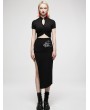 Punk Rave Black Gothic Chinese Style Sheer Short-Sleeved T-Shirt for Women