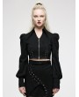 Punk Rave Black Gothic Dark Pattern Jacquard Short Jacket for Women