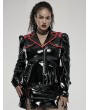 Punk Rave Black and Red Gothic Punk Military Stretch PU Leather Plus Size Jacket for Women