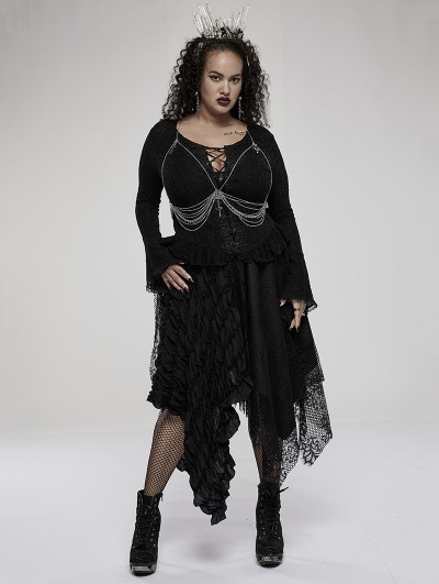 Punk Rave Black Romantic Gothic Sexy Lace Long Sleeve Plus Size