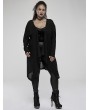 Punk Rave Black Gothic Daily Wear Asymmetrical Plus Size Trench Coat for Women