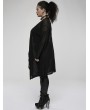 Punk Rave Black Gothic Daily Wear Asymmetrical Plus Size Trench Coat for Women