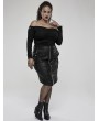 Punk Rave Black Gothic Off-the-Shoulder Long Sleeve Knit Plus Size T-Shirt for Women