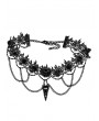 Punk Rave Black Gothic Vintage Bird Skull Lace Chain Choker