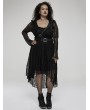 Punk Rave Black Gothic Punk Belt Long Sleeve High-Low Lace Plus Size Dress