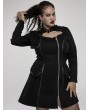 Punk Rave Black Gothic Punk Military Style Long Sleeve Short Plus Size Dress