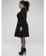 Punk Rave Black Gothic Punk Military Style Long Sleeve Short Plus Size Dress