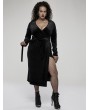 Punk Rave Black Gothic Sexy V-Neck Velvet Slit Long Sleeve Plus Size Dress